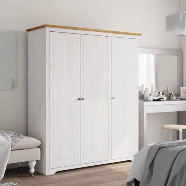 (brown, 151.5 x 52 x 176.5 cm) vidaXL Wardrobe Closet Clothes Storage Organiser Room Armoire Solid Wood Pine