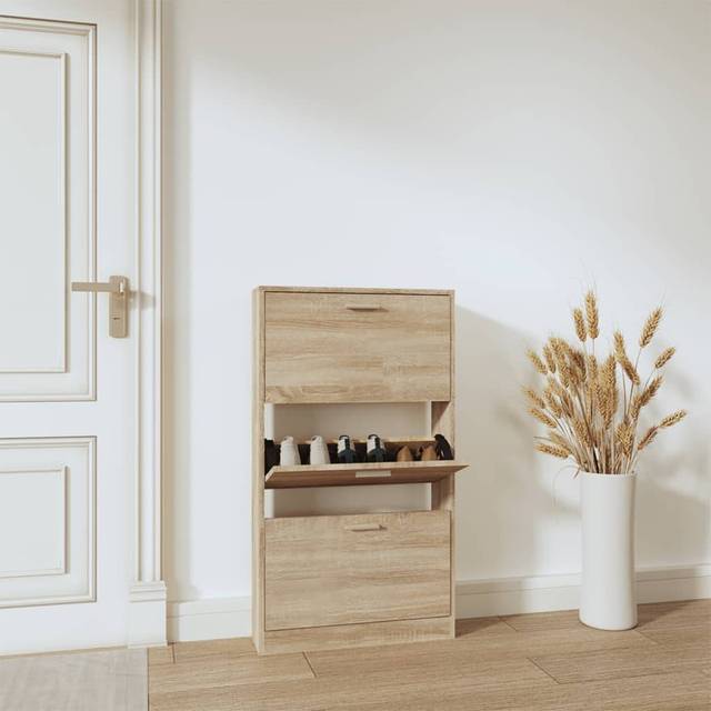 Skoskåp ek 59x17x108 cm konstruerat trä