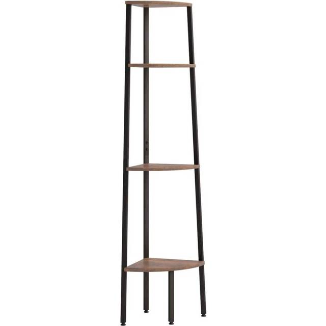 stigereol med 4 hylder 45,5x31,5x150 cm mørkebrun og sort