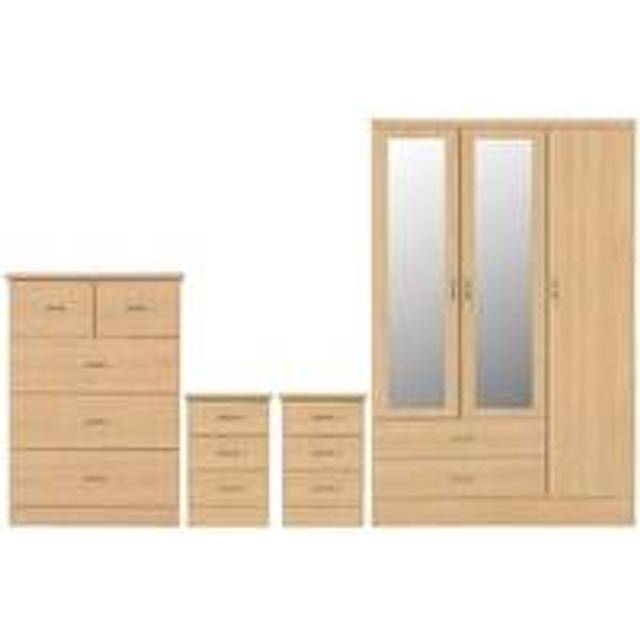 Seconique Nevada 3 Door 2 Drawer Wardrobe Bedroom Set - Sonoma Oak Effect, Brown