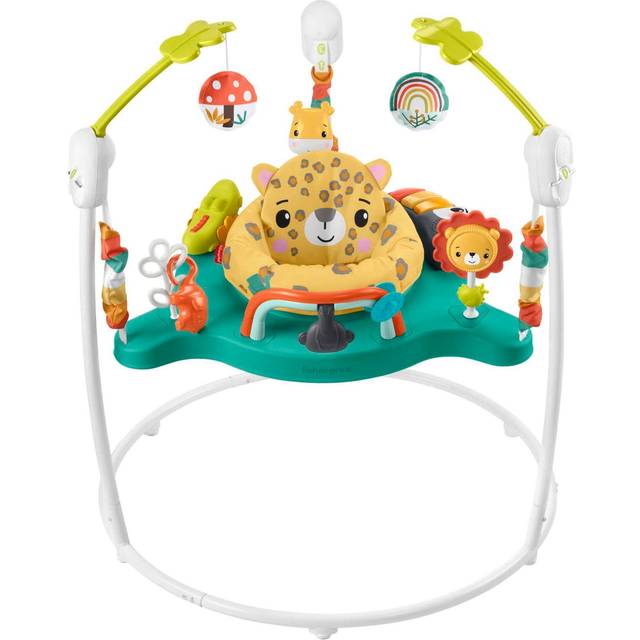 FisherPrice Jumperoo Baby Activity Center with Lights Sounds and Music Interactive Baby Bouncer Leaping Leopard HND47