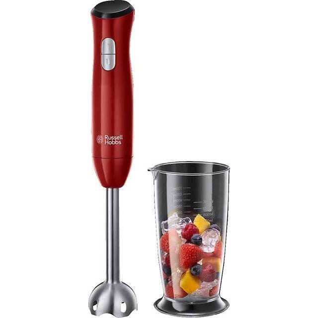 Russell Hobbs stavmixer, 2 hastigheter, pulsfunktion, rostfritt stål, 500ml behållare, tål diskmaskin, röd, 500W Desire 24690-56