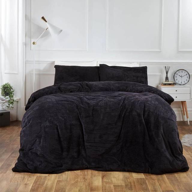 Teddy Fleece Duvet Cover Set - Yellow / Double