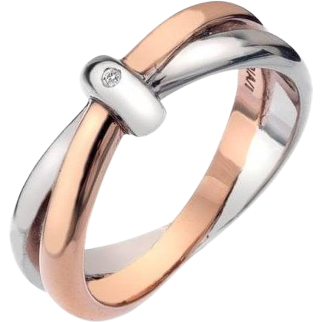 Hot Diamonds Eternity Sterling Silver and 18 Carat Gold Vermeil Diamond Set Interlocking Ring, Size R, Women
