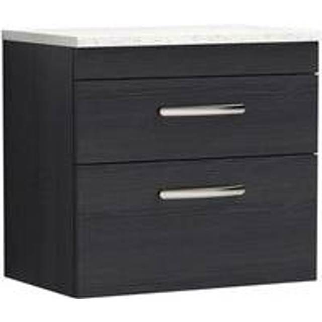 Nuie Athena Charcoal Black 600mm Wall Hung Vanity With White Worktop A