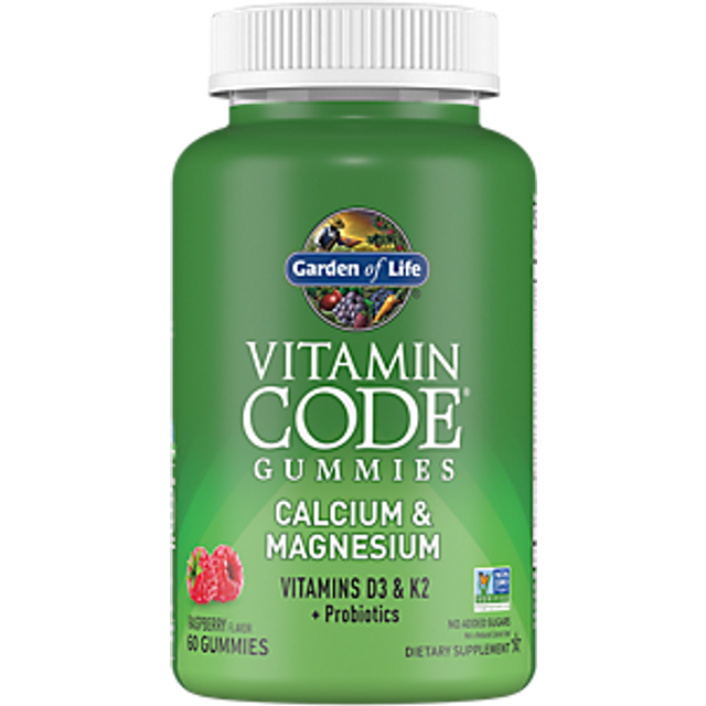 Garden of Life  Vitamin Code Gummies  Calcium & Magnesium  Raspberry  60 Gummies