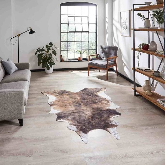 Faux Cow Print Rug - Faux Cow Print Brown/White