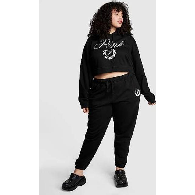 Victorias Secret PINK Pure Black Fleece Cuffed Jogger - pure black fleece - SMALL