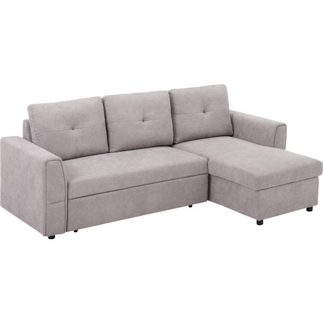 HomCom L-Shaped Sofa Bed in Stylish Grey Linen-Look Upholstery