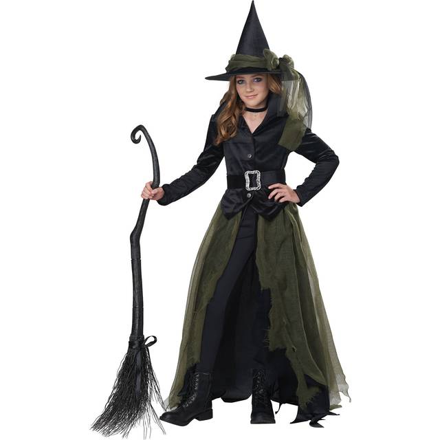 Cool Witch Girl's Costume | Kid's Witch Costumes - Black&#47;Green (M)