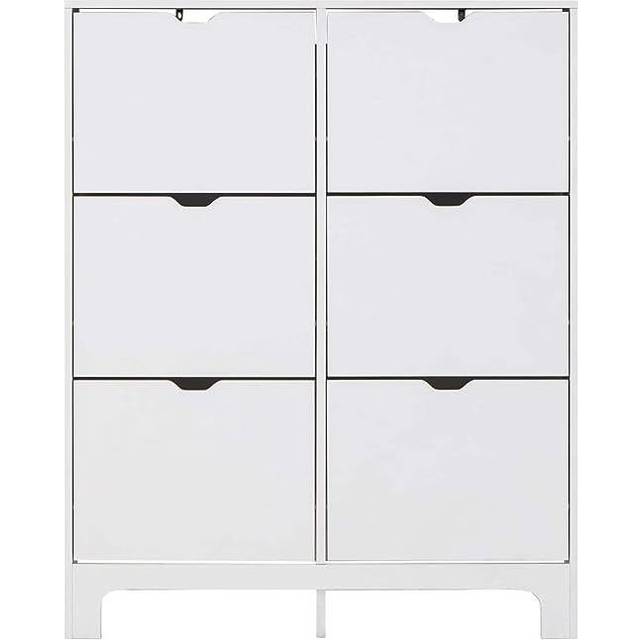 Narrow 6 Drawer Shoe Cabinet - White