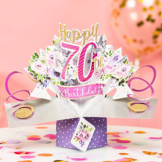 Second Nature ‘70th Birthday’ Flowers 3D Pop Up Card