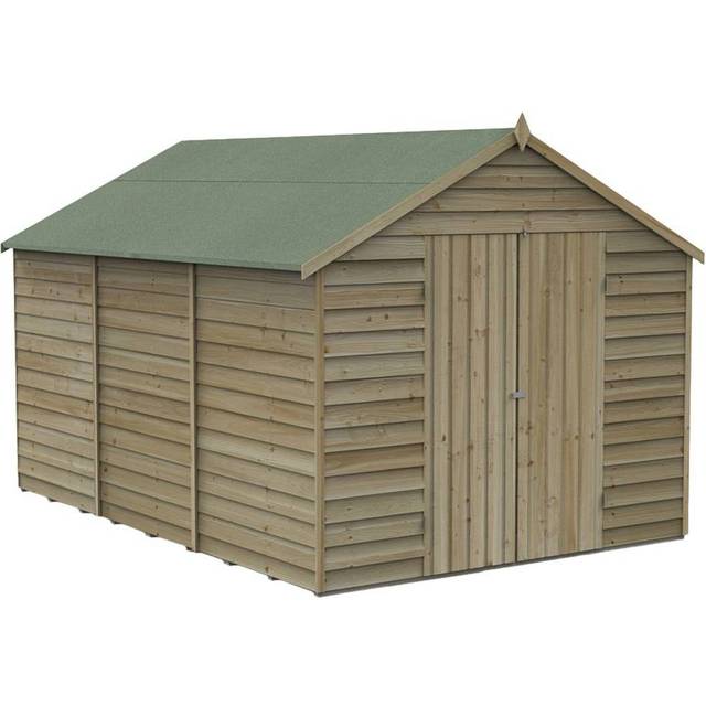 Forest Garden 8x12 Forest 4Life Overlap Windowless Apex Shed with Double Doors - 8 x 12 Forest 4Life Overlap Windowless Apex Wooden Shed with Double Doors - Deliver