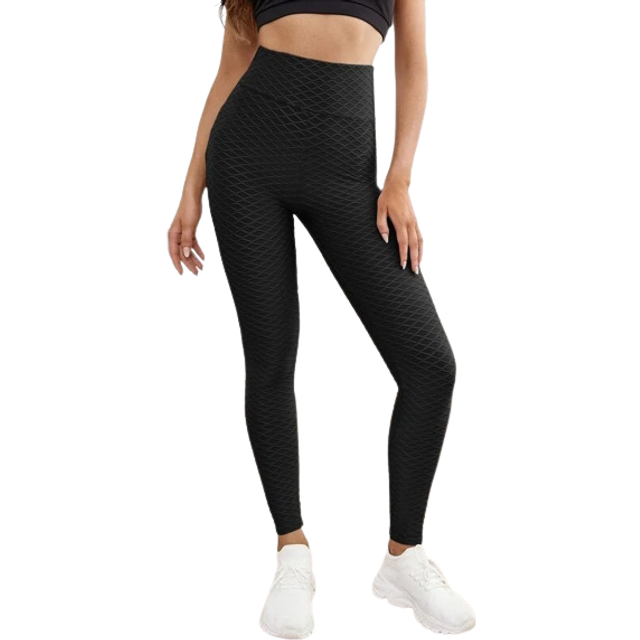 SHEIN Textured Wide Waistband Solid Sports Leggings