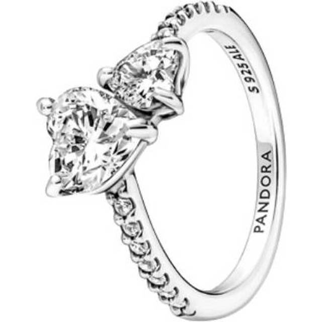 Pandora  Rings Double Shiny Heart Ring 191198C01