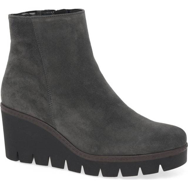 Gabor Utopia Womens Wedge Heel Ankle Boots Colour: Pepper Suede, Size: 6.5
