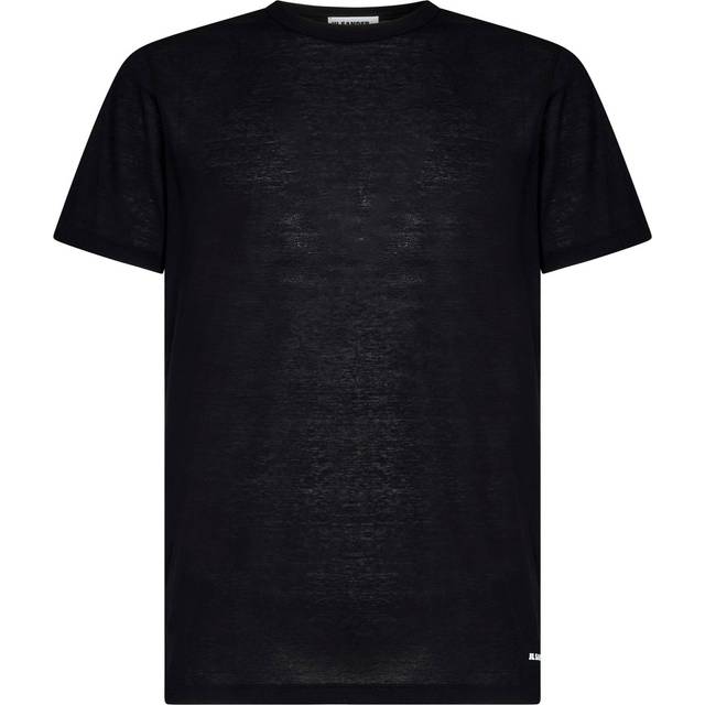 Jil Sander, Topp, Herr, S, Bomull, Svart bomulls-T-shirt med tryckt logotyp - black (S)
