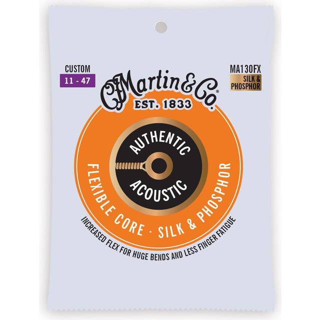 Martin Strings MA130FX Flexible Core Silk & Phosphor Acoustic Guitar Strings (11 - 47)