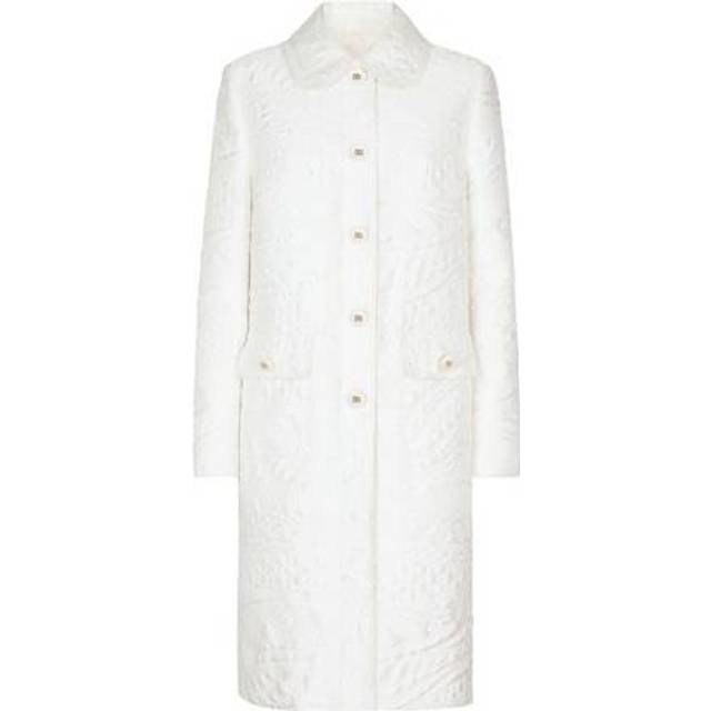Dolce & Gabbana Brocade Coat With Dg Buttons - Woman Coats And Jackets White Fabric 44