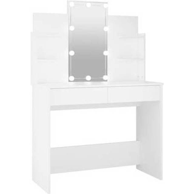 (Brown oak) vidaXL Dressing Table with LED Vanity Table Makeup Vanity Desk Cosmetic Table