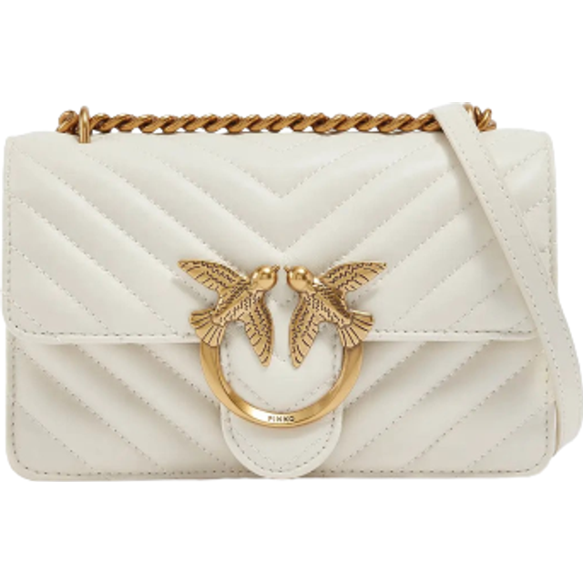 Pinko Love One Mini Leather Crossbody Bag - White