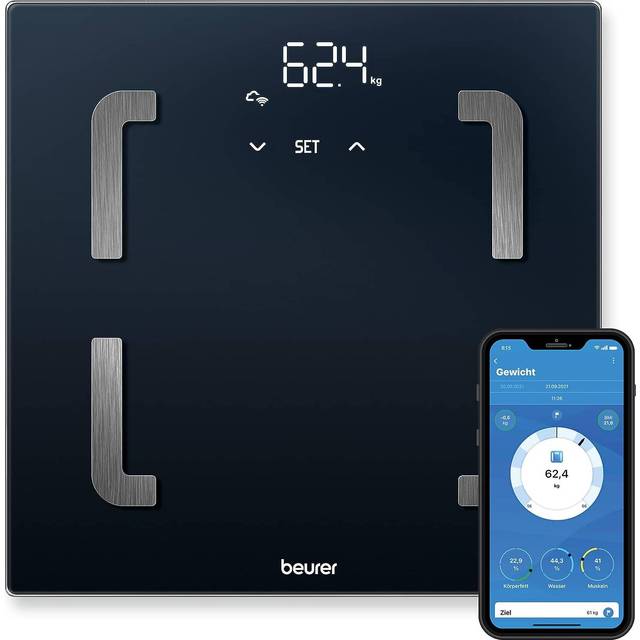 Beurer BF 880 diagnostisk våg med WIFI och Bluetooth, digital kroppsvåg med app, bestämning och analys av kroppsvärden, mätning av kroppsfett och muskelprocent, 180 kg belastningskapacitet