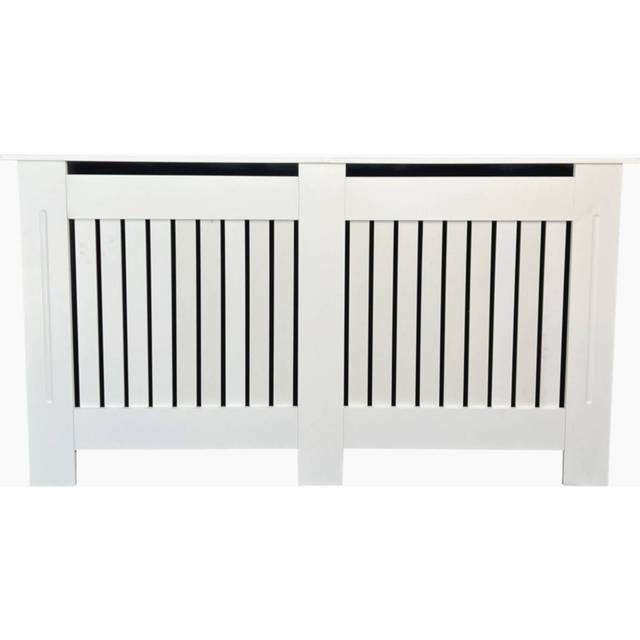 Oypla Large White Wooden Slatted Grill Radiator Cover MDF Cabinet