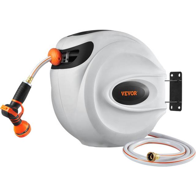 Vevor KSSJGQHTSH100F02AV0 Retractable Hose Reel Water Hose Reel 100 ft. x 0.50 in. 180 deg Swivel Wall-Mounted