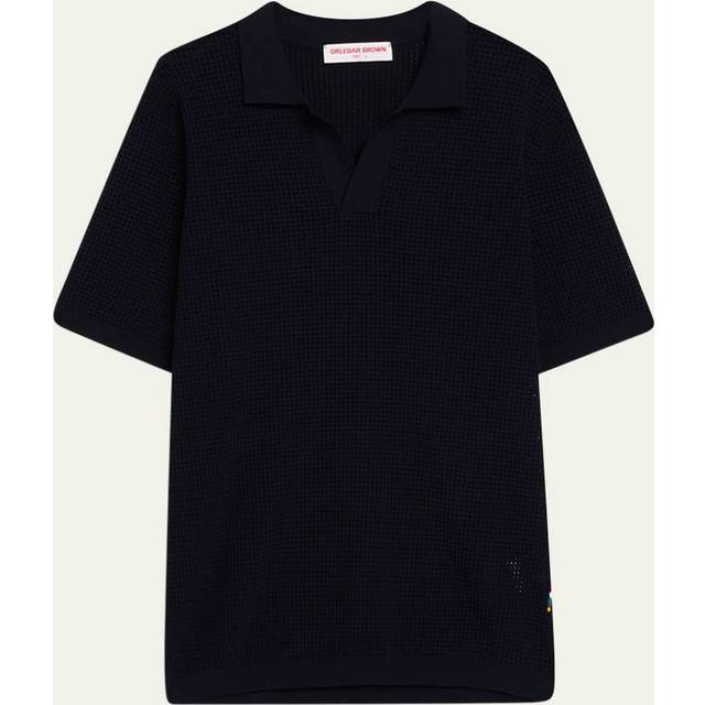Orlebar Brown Mens Night Iris Roddy Relaxed-fit Knitted Polo Shirt L