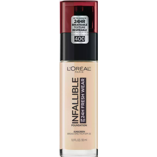 L'Oréal Paris makeup löslig upp till 24 timmar Fresh Wear flytande långwear foundation, lätt, ventilerande, naturlig matt finish, medium full täckning, svett och överföringsmotstånd, pärla, 1 fl. oz