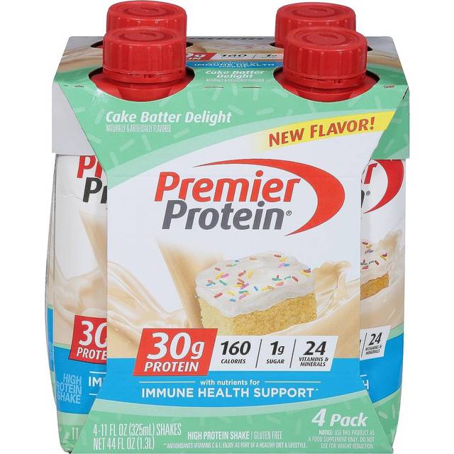Premier Protein 30g Protein Shakes Cake Batter Delight 11 fl oz Each / Pack of 4
