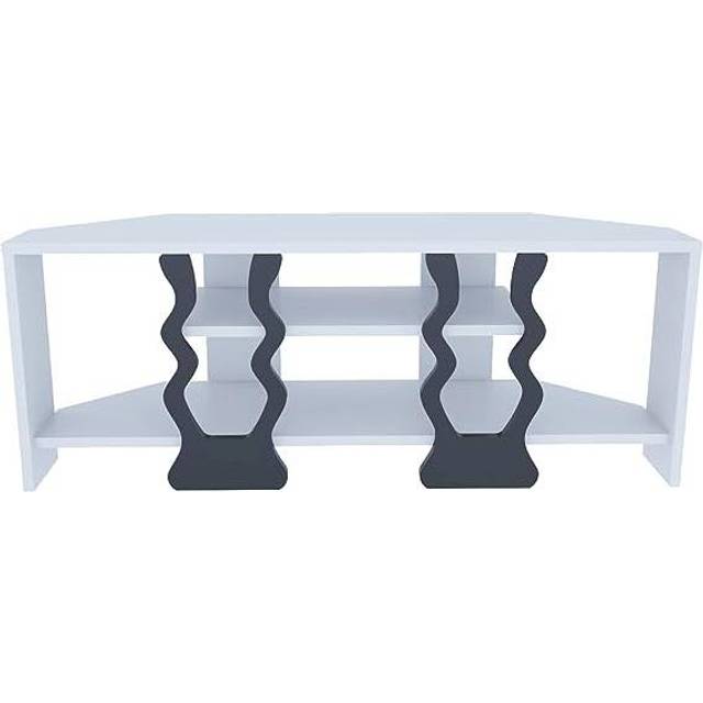 Decorotika Firal Corner Tv Unit For Tvs Up To 50" - White And Black, Multi