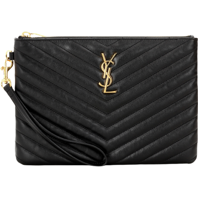 Saint Laurent Cassandre matelasse leather pouch - black (One Size)