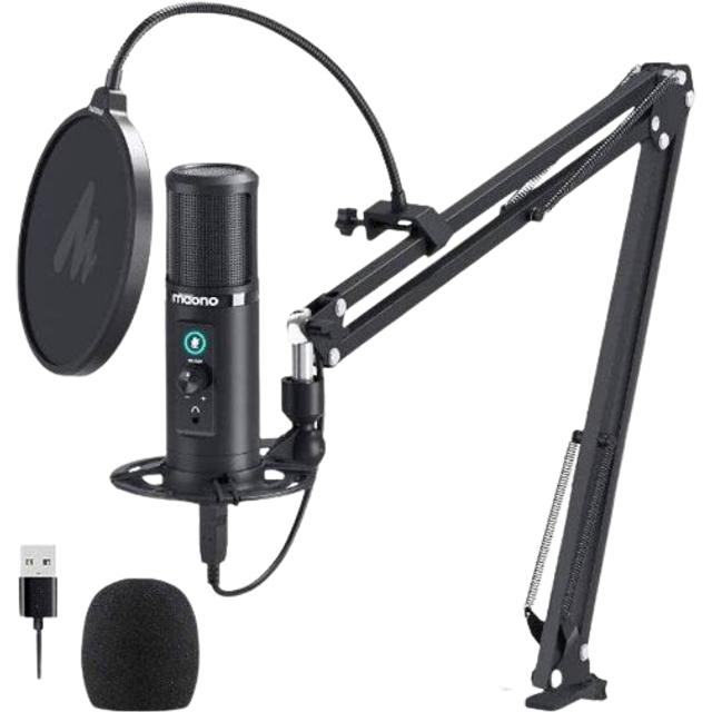 Maono Professional Cardioid Microphone USB with Boom Arm Kit 24Bit
