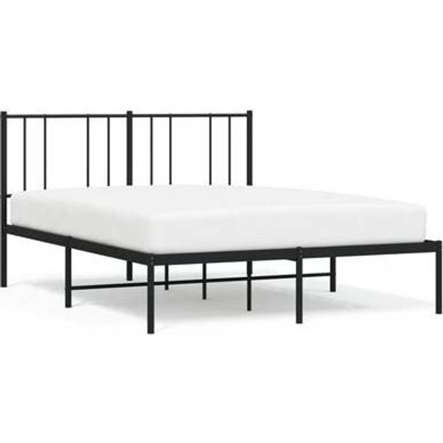(white, 140 x 200 cm/with headboard) vidaXL Metal Bed Frame with Headboard Bed Base Mattress Foundation Bedstead