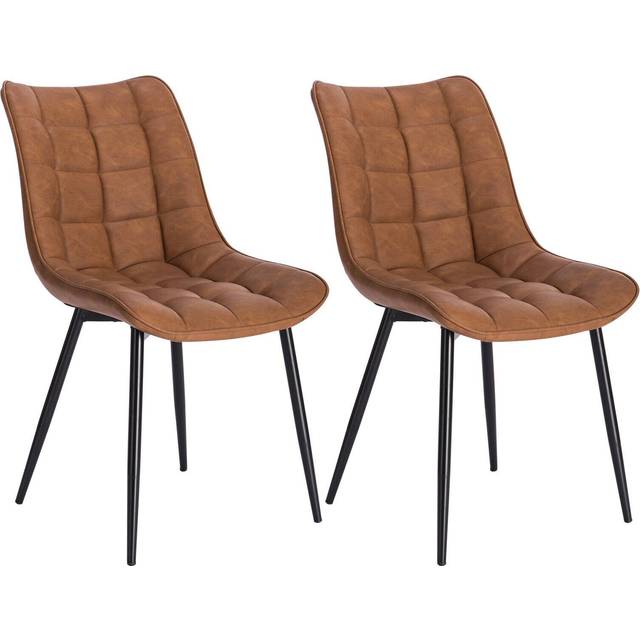 2Pcs dining chairs Living Room chairs Faux Leather with Padded Seat chairs Anthracite - Woltu