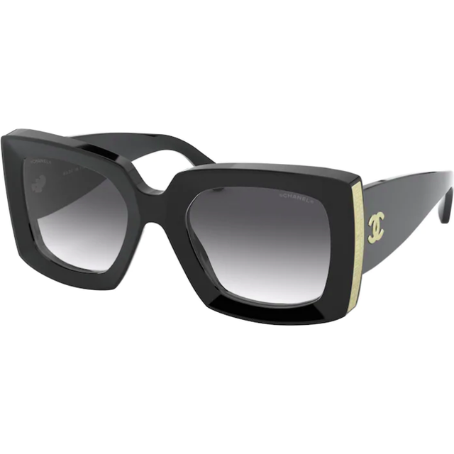 CHANEL rectangle Sunglasses C622S6 Black & Gold