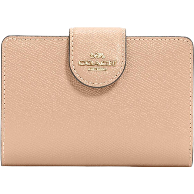 Coach Womens Crossgrain Medium Corner Zip Wallet - Beige Leather - One Size
