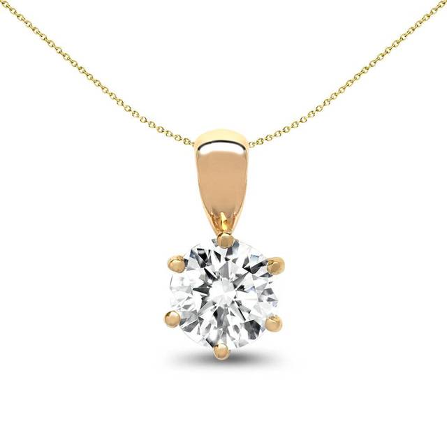 Jewelco London Solid 18ct Yellow Gold 6 Claw Set Round G SI1 0.25ct Diamond Classic Solo Solitaire Pendant - 18P001-025