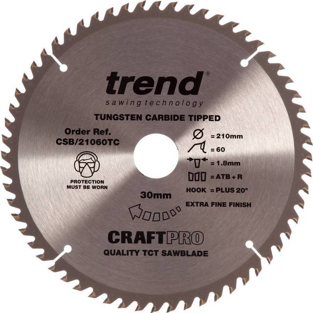 Trend Craft Table Saw Blade 210 x 60T x 30mm CSB/21060TC