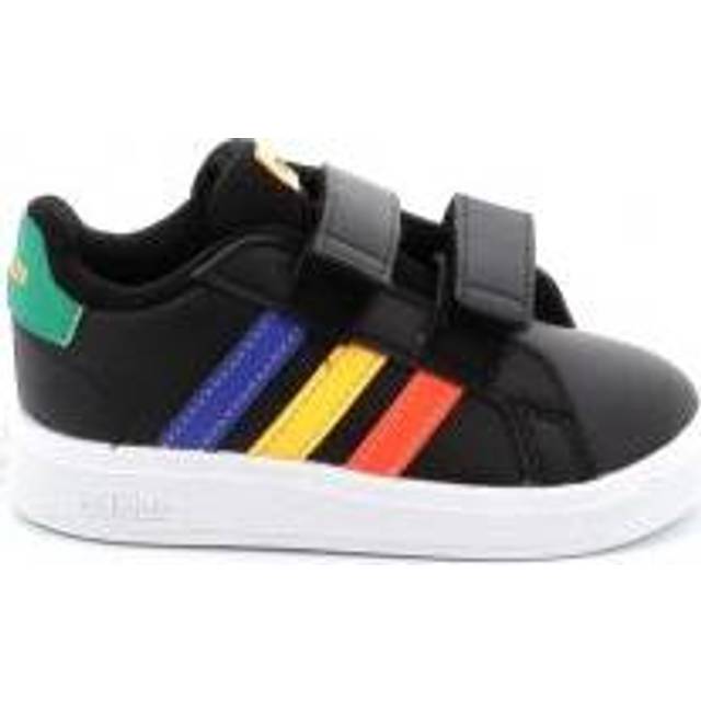 adidas Baby Grand Court Lifestyle Hook and Loop Sneakers Core Black/Lucid Blue/Court Green 19 EU