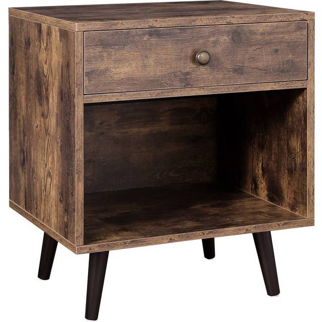 SONGMICS Vasagle nightstand with Drawer and Open Compartment - Rustic brown, Brown