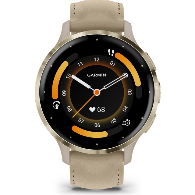 Garmin Venu 3S 41mm with Leather Band French Grey - Aktivitetsur - Techii.dk