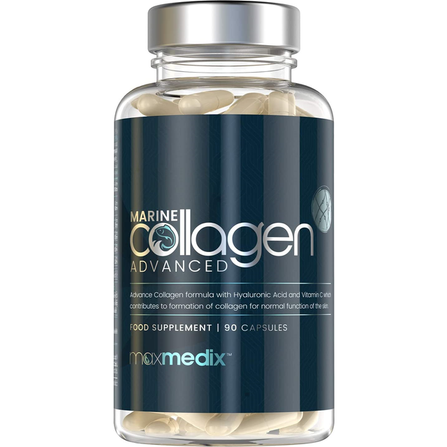 Marine Collagen with Hyaluronic Acid & Vitamin C - 1455mg 120 Capsules - Collagen Supplement for Skin