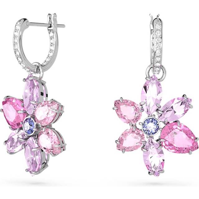 Swarovski, Earrings, female, Pink, ONE SIZE, Purple Stone Mini Hoop Earrings