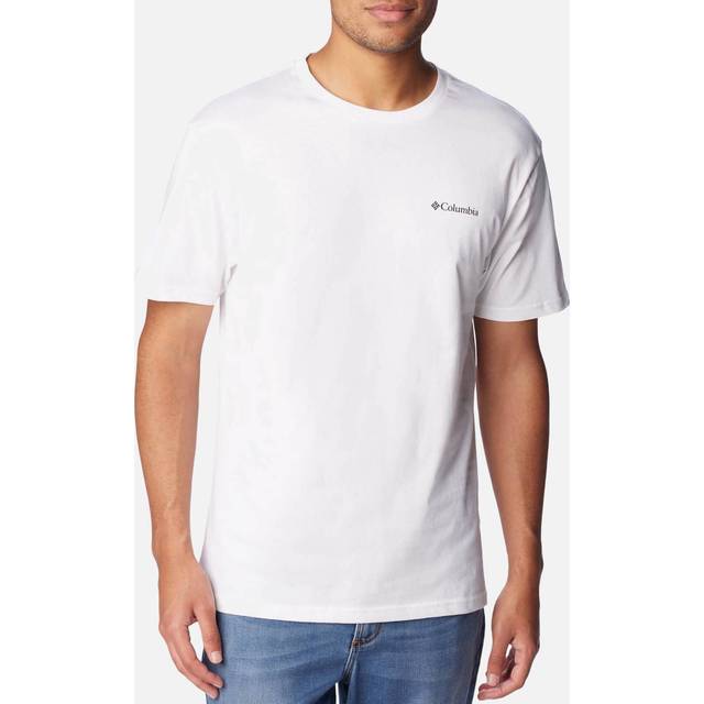 Columbia – Vit enkel t-shirt med logga-Vit/a