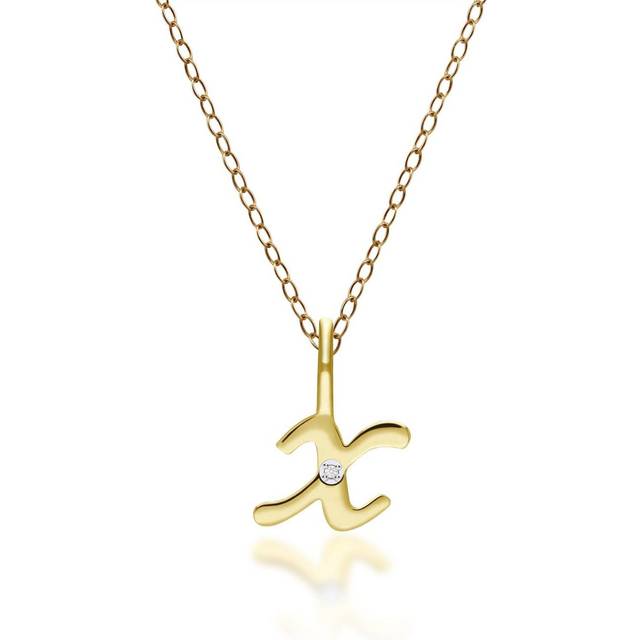 Alphabet Letter X Diamond pendant in 9ct Yellow Gold