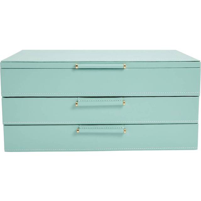 WOLF Leather Jewellery Box with Drawers - Jade - can be Engraved or Personalised