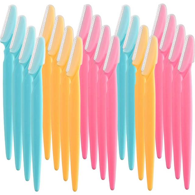 FEPITO 20Pcs Eyebrow Razor Shaper Shavers Trimmers for Women and Men Face Hair Removers Multipurpose Exfoliating Face Razor