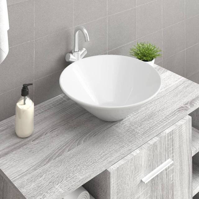 vidaXL Art Basin 2 pcs Ceramic Round (not for individual sales / blocked all in blockcades) - White